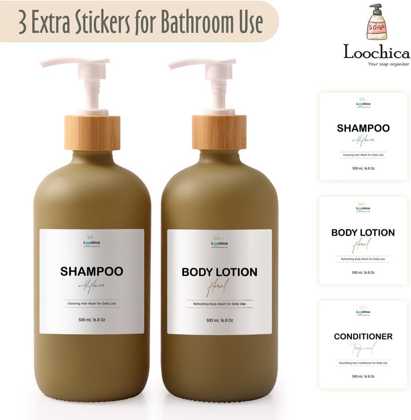 Loochica Sage Greem 2 Pack Glass Soap Dispenser Set, Hand and Dish Glass Soap Dispensers for Kitchen Sink, Kitchen Soap Dispenser Set Suitable for Kitchen Décor - Image 4